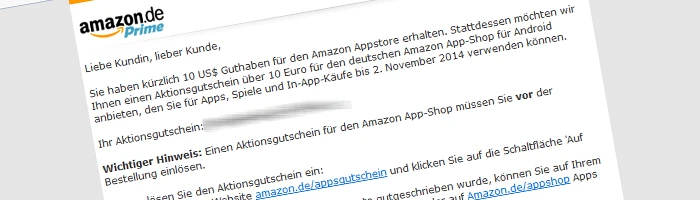 Amazon verteilt 10 Euro App Gutscheine Bild