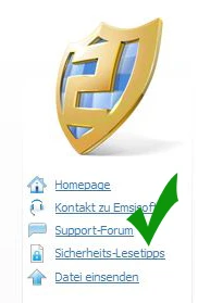 Emsisoft Support - Note 1 Bild