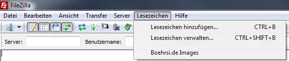 Filezilla - Lesenzeichen nutzen Bild