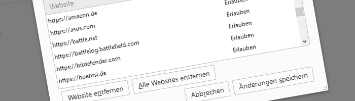 Firefox und die Verwaltung erlaubter Cookies Bild