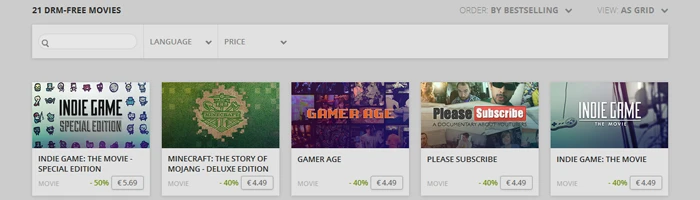 GOG.com nun auch mit Filmen Bild