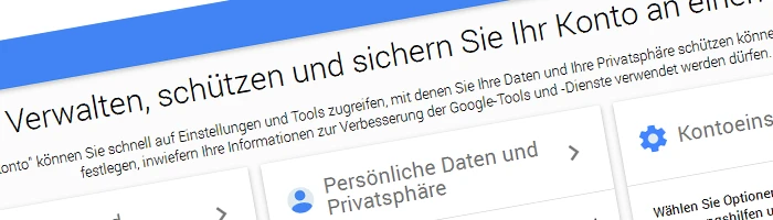 Google Account - Zentrale Verwaltungsseite Bild