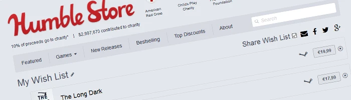 Humble Store mit Wunschliste Bild