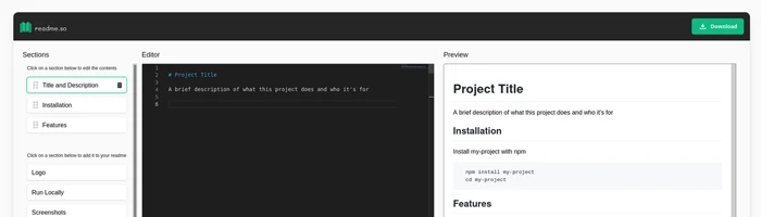 Readme.so - Markdown Readme online erstellen Bild