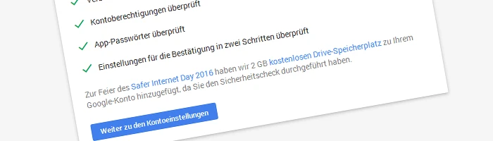 2 GB Google Drive-Speicherplatz zum Safer Internet Day 2016 Bild