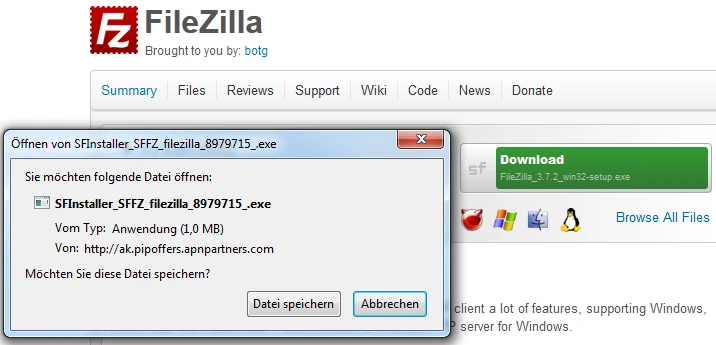 SourceForge Installer verärgert Nutzer Bild