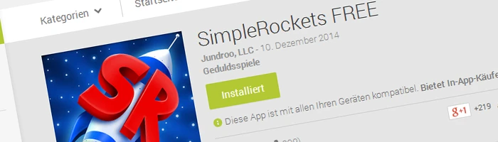 SimpleRockets und andere Android Spiele gratis Bild