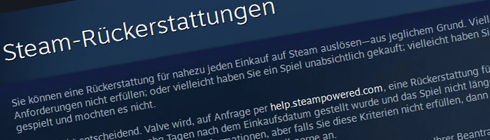 Steam nun mit Rückerstattungen Bild