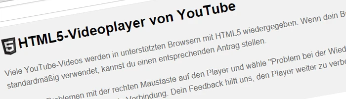 Youtube Videos standardmäßig via HTML5 Bild